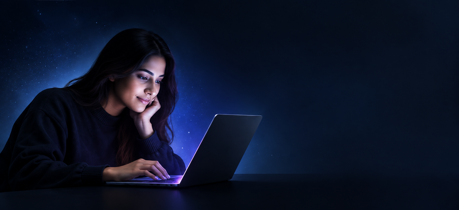 Person building skills and working online